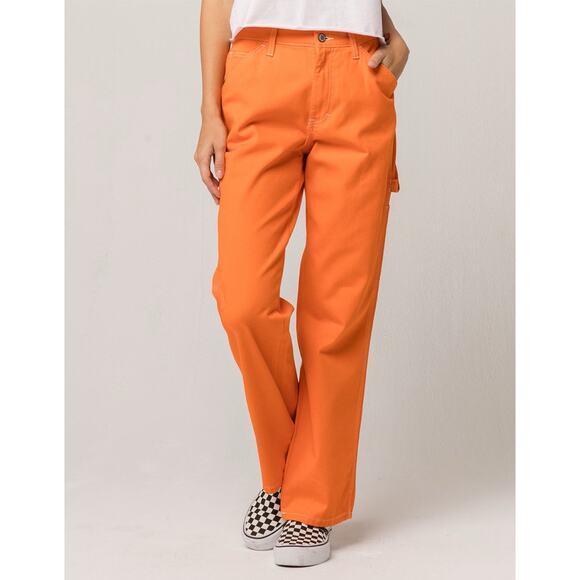 Dickies Girls Orange Carpenter Pants Relaxed Fit Size 0 - Picture 1 of 6